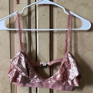 NEW POL Velvet Ruffle Bralette in Blush Size Large